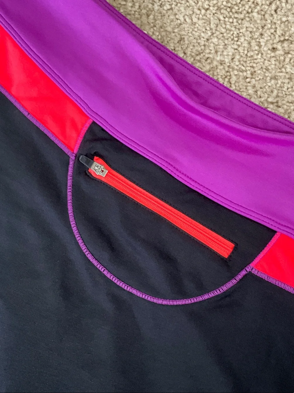 Fila Black Skort with Purple Waistband and Neon Pink Stripe